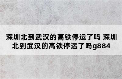 深圳北到武汉的高铁停运了吗 深圳北到武汉的高铁停运了吗g884